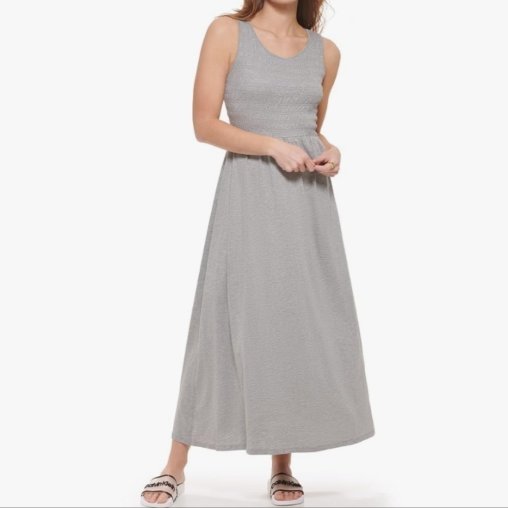 CALVIN KLEIN Sportswear Cotton Modal Jersey Breathable Maxi Dress NWT